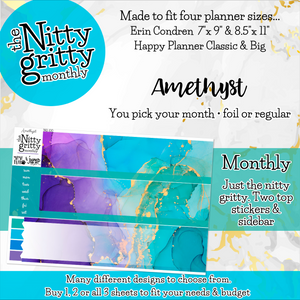 AMETHYST - The Nitty Gritty Monthly-Any Month-Erin Condren 7x9 8.5x11 Happy Planner Classic & Big