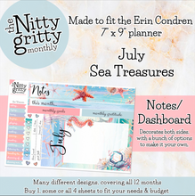 Load image into Gallery viewer, July Sea Treasures - The Nitty Gritty Monthly - Erin Condren Vertical Horizontal