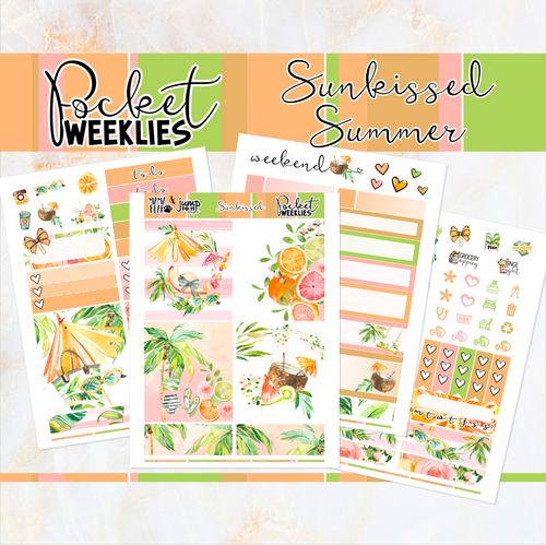 August Sunkissed Summer - POCKET Mini Weekly Kit Planner stickers