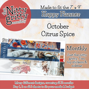 October Citrus Spice - The Nitty Gritty Monthly - Happy Planner Classic