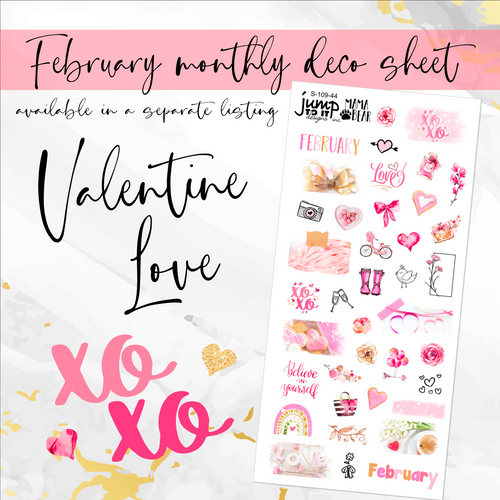 February Valentine Love Deco sheet - planner stickers          (S-109-44)