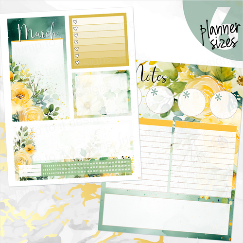 March Dreamy Floral '24 Notes monthly sticker - Erin Condren Vertical Horizontal 7