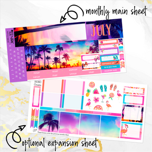 July Sunset in Paradise monthly - Hobonichi Cousin A5 personal planner