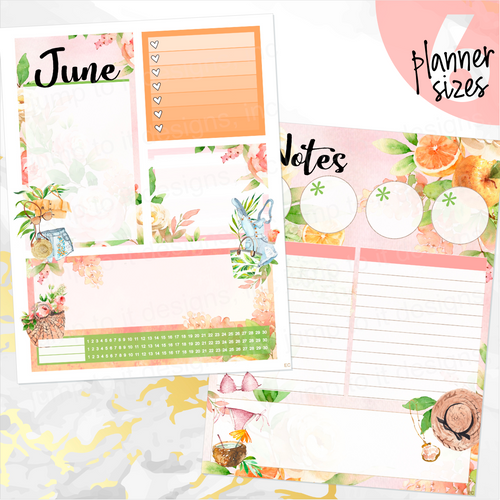 June Spring Bouquet Notes monthly sticker - Erin Condren Vertical Horizontal 7