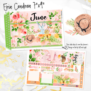 June Spring Bouquet monthly - Erin Condren Vertical Horizontal 7"x9", Happy Planner Classic, Mini & Big