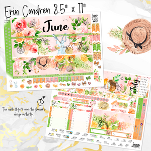June Spring Bouquet FOILED monthly - Erin Condren Vertical Horizontal 7"x9", Happy Planner Classic, Mini & Big