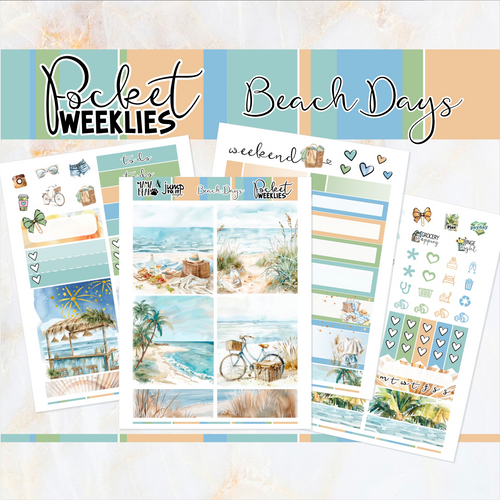 New Release July Beach Days - POCKET Mini Weekly Kit Planner stickers (Copy)