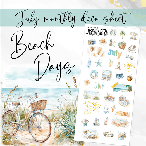 New Release July Beach Days Deco sheet - planner stickers          (S-109-49)