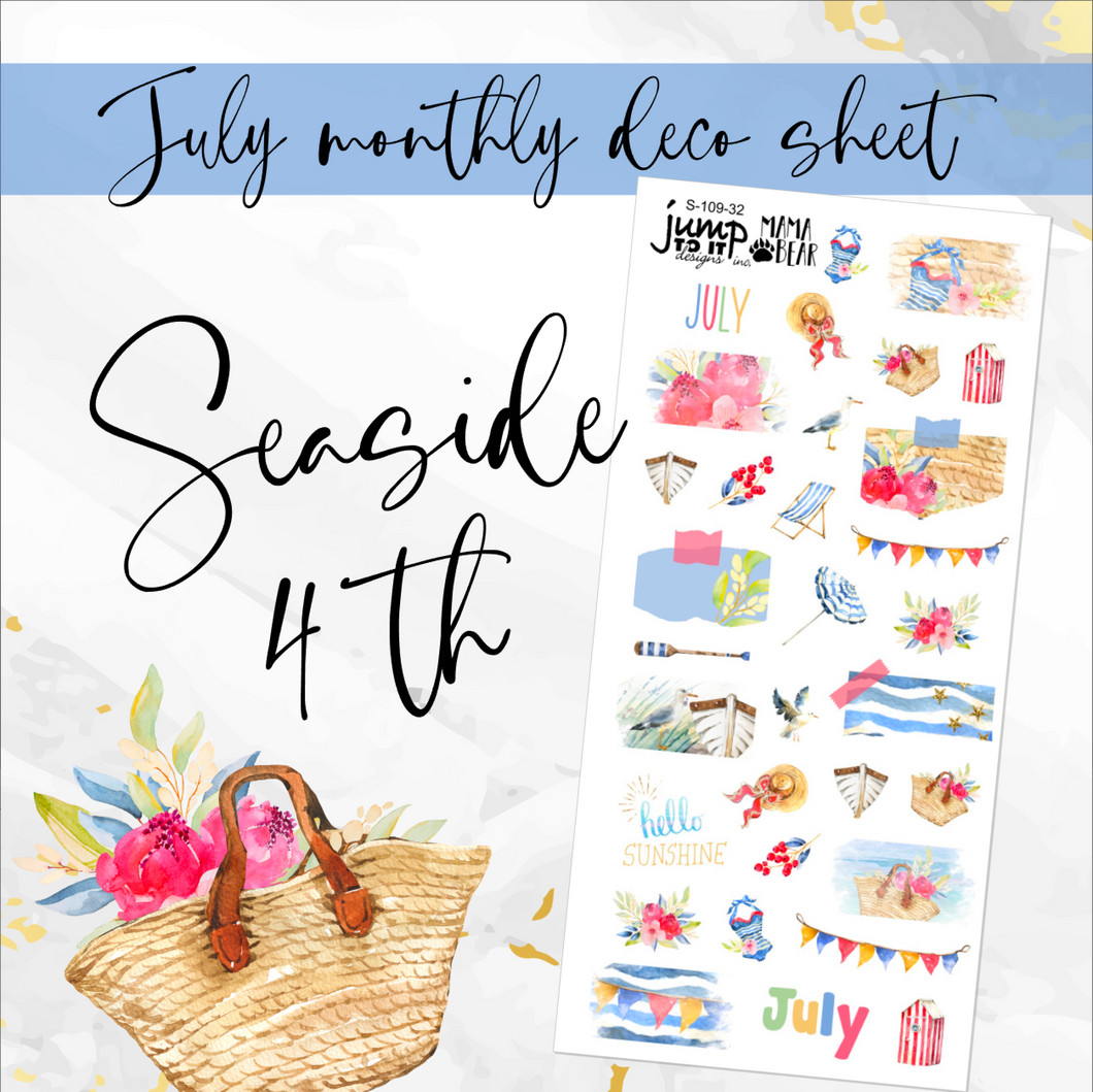 July Seaside 4th Deco sheet - planner stickers          (S-109-32)