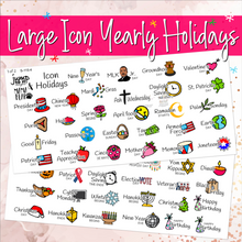 Load image into Gallery viewer, Large Icon Holiday stickers planner calendar                (S-115-4)