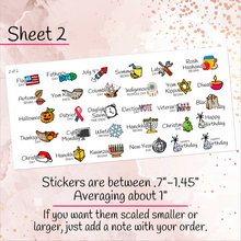 Load image into Gallery viewer, Large Icon Holiday stickers planner calendar                (S-115-4)
