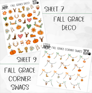 FALL GRACE • Sticker Theme Collection • Washi, Swags, Tabs, Deco (T-203)