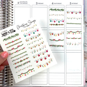 Holiday Christmas Swags 1.5" Wide sheet - planner stickers          (T-250-4)