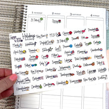 Load image into Gallery viewer, Holiday stickers w/ Icons planner calendar            (S-115-2+)