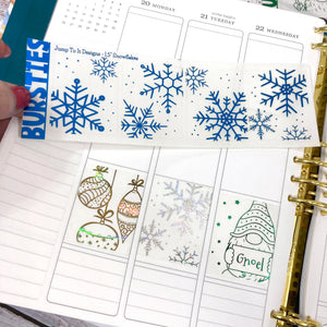 Foil - BURSTIES - Christmas- Gnomes, Ornaments & Snowflakes stickers (F-115+)