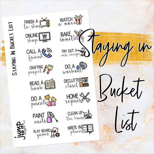 Staying In Bucket List planner stickers         (S-106-4)