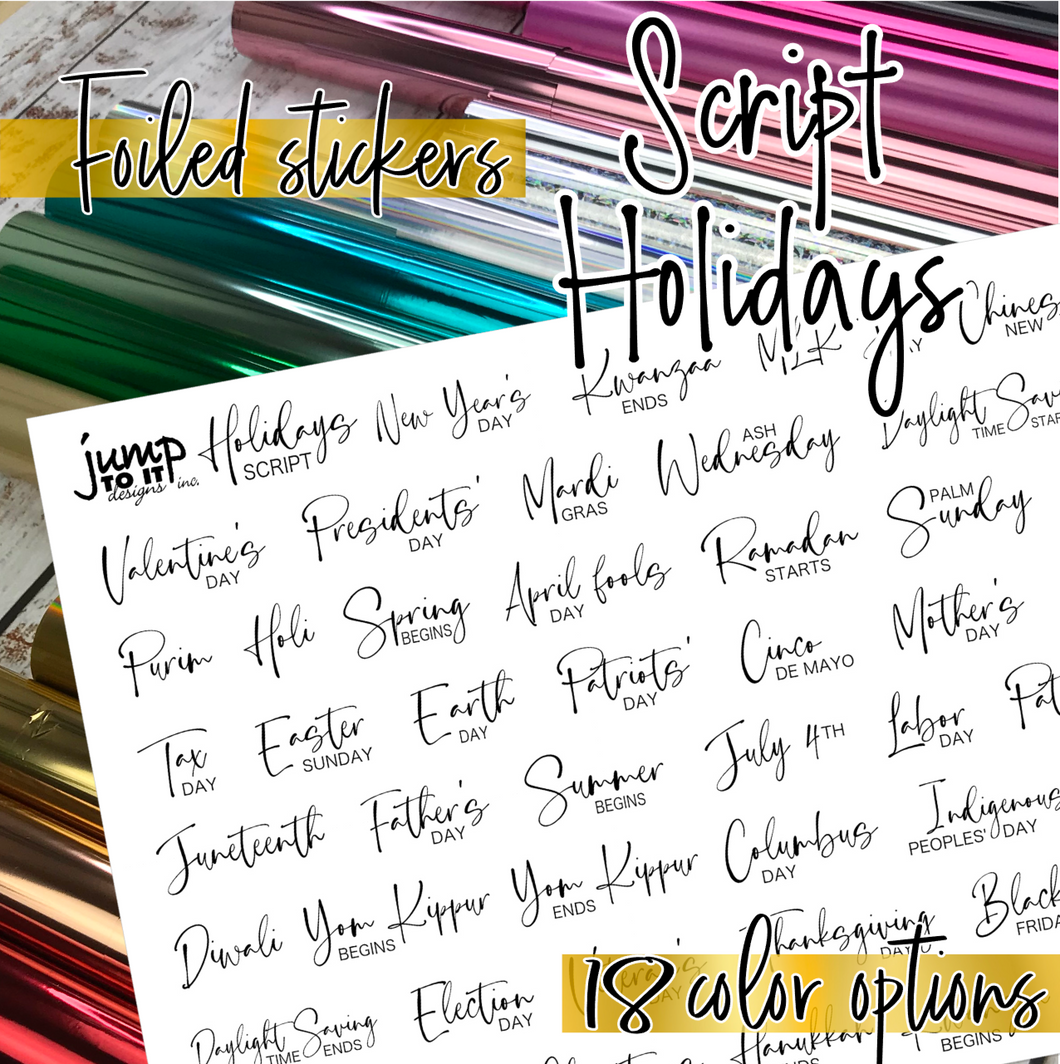 Foil - Holidays Script planner stickers   (F-142-1)
