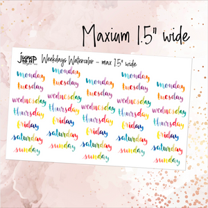 Weekday Watercolor stickers       (T-109+)
