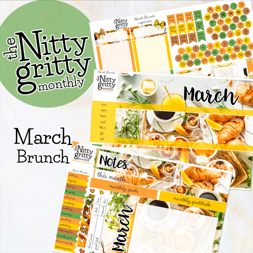 March Brunch - The Nitty Gritty Monthly - Erin Condren Vertical Horizontal