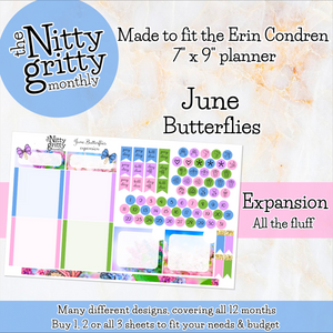 June Butterflies - The Nitty Gritty Monthly - Erin Condren Vertical Horizontal