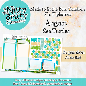 August Sea Turtles - The Nitty Gritty Monthly - Erin Condren Vertical Horizontal