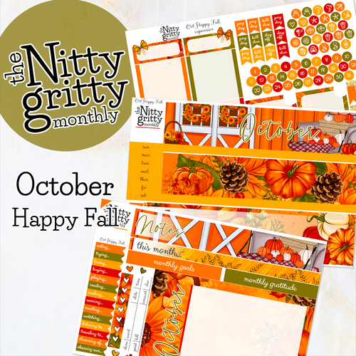 October Happy Fall - The Nitty Gritty Monthly - Erin Condren Vertical Horizontal