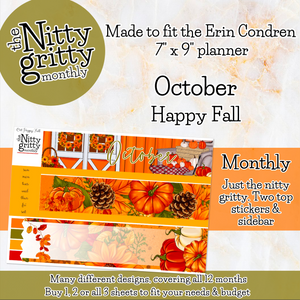 October Happy Fall - The Nitty Gritty Monthly - Erin Condren Vertical Horizontal