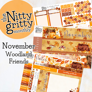 November Woodland Friends - The Nitty Gritty Monthly - Erin Condren Vertical Horizontal