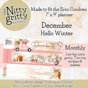 December Hello Winter - The Nitty Gritty Monthly - Erin Condren Vertical Horizontal