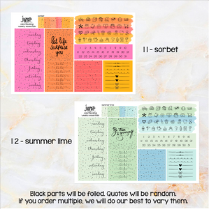 Foil - Color Block Weekly Essential icon planner stickers  (F-123+)