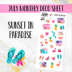 July Sunset in Paradise Deco sheet - planner stickers          (S-109-5)