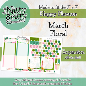 March Floral - The Nitty Gritty Monthly - Happy Planner Classic