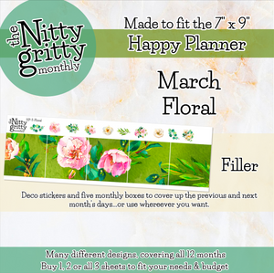 March Floral - The Nitty Gritty Monthly - Happy Planner Classic