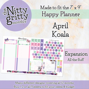 April Koala - The Nitty Gritty Monthly - Happy Planner Classic