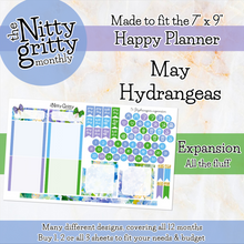 Load image into Gallery viewer, May Hydrangeas - The Nitty Gritty Monthly - Happy Planner Classic