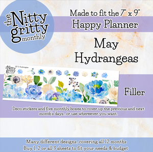 May Hydrangeas - The Nitty Gritty Monthly - Happy Planner Classic