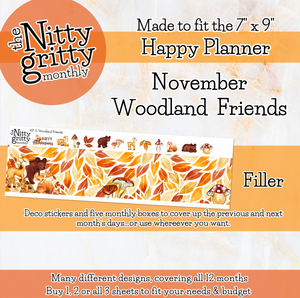 November Woodland Friends - The Nitty Gritty Monthly - Happy Planner Classic