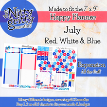 Load image into Gallery viewer, July 4th Red White Blue - The Nitty Gritty Monthly - Happy Planner Classic