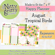 Load image into Gallery viewer, August Tropical Birds - The Nitty Gritty Monthly - Happy Planner Classic