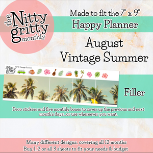 August Vintage Summer - The Nitty Gritty Monthly - Happy Planner Classic