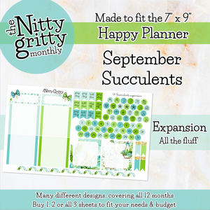September Succulents - The Nitty Gritty Monthly - Happy Planner Classic