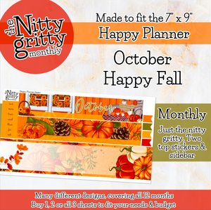 October Happy Fall - The Nitty Gritty Monthly - Happy Planner Classic