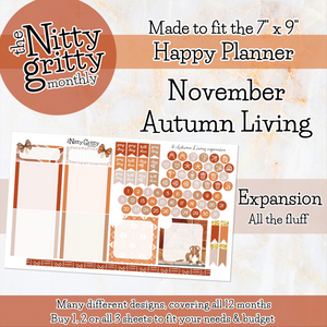 November Autumn Living - The Nitty Gritty Monthly - Happy Planner Classic