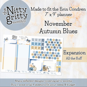 November Autumn Blues - The Nitty Gritty Monthly - Erin Condren Vertical Horizontal
