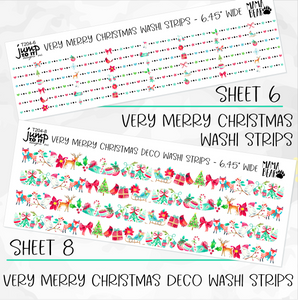 VERY MERRY CHRISTMAS • Sticker Theme Collection • Washi, Swags, Tabs, Deco (T-204)