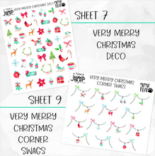 Load image into Gallery viewer, VERY MERRY CHRISTMAS • Sticker Theme Collection • Washi, Swags, Tabs, Deco (T-204)