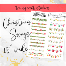 Load image into Gallery viewer, Holiday Christmas Swags 1.5&quot; Wide sheet - planner stickers          (T-250-4)
