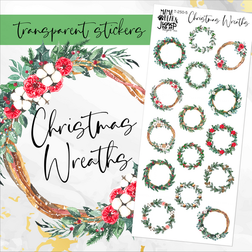 Holiday Christmas Wreath sheet - planner stickers          (T-250-5)