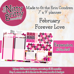 February Forever Love - The Nitty Gritty Monthly - Erin Condren Vertical Horizontal
