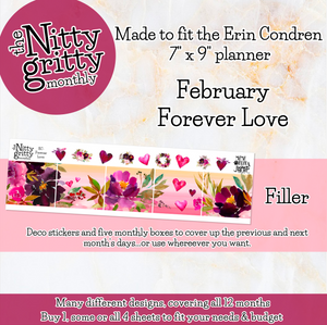 February Forever Love - The Nitty Gritty Monthly - Erin Condren Vertical Horizontal